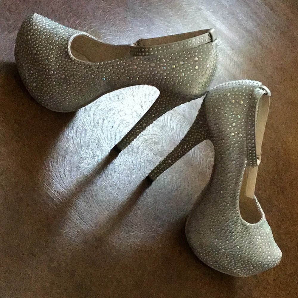 Platform Iridescent Rhinestone Heels - Picture 4 of 8